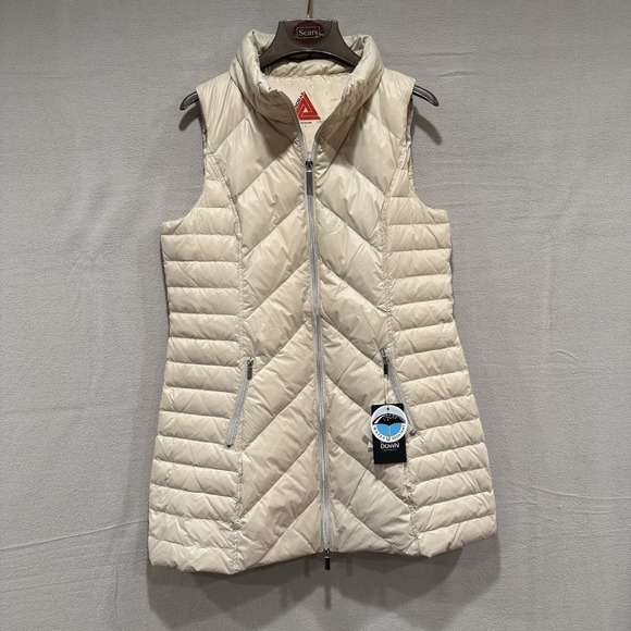 My Anorak Womens Large White Duck Down Lightweight Full Zip Cream Puffer Vest - Picture 1 of 11